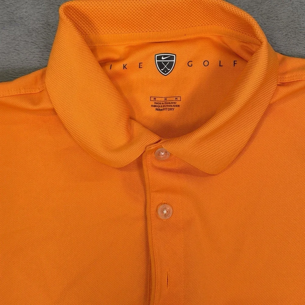 Nike Golf Polo Shirt Mens Medium Orange Fit Dry Short Sleeve Collared‎ Preppy